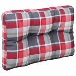 vidaXL Coussin de palette motif à carreaux rouge 50x40x12 cm tissu