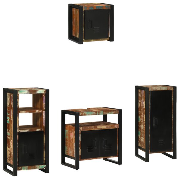 vidaXL Ensemble de mobilier de salle de bain avec étagère 4 Pièces