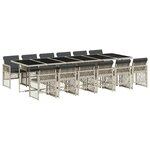 vidaXL Ensemble à manger de jardin et coussins 13 Pièces gris clair rotin
