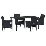vidaXL ensemble de jardin de 5 pièces en poly rattan noir