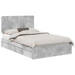 vidaXL Lit de Rangement Gris béton 135 x 190 cm Bois d'ingénierie