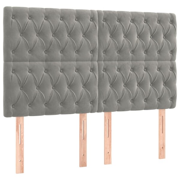 vidaXL Têtes de lit 4 Pièces Gris clair 80x7x78/88 cm Velours