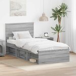 vidaXL Cadre de lit Gris Sonoma 100 x 200 cm Bois d'ingénierie
