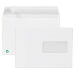 Lot de 500: enveloppe commerciale recyclée blanc auto-adhésive sans fenêtre 80 g/m² la couronne 162x229 mm