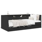 vidaXL Lit de jour avec tiroirs sans matelas noir 100x200 cm