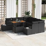 vidaXL Ensemble de salle à manger pour jardin 9 Pièces Noir  Marron