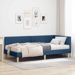 vidaXL Cadre de lit d'angle avec matelas Autre 2 Pièces Bleu tissu