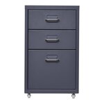 Caisson de bureau meuble de rangement pour documents dossiers fournitures de bureau à roulettes acier 48 x 28 x 41 cm gris 03_0006332
