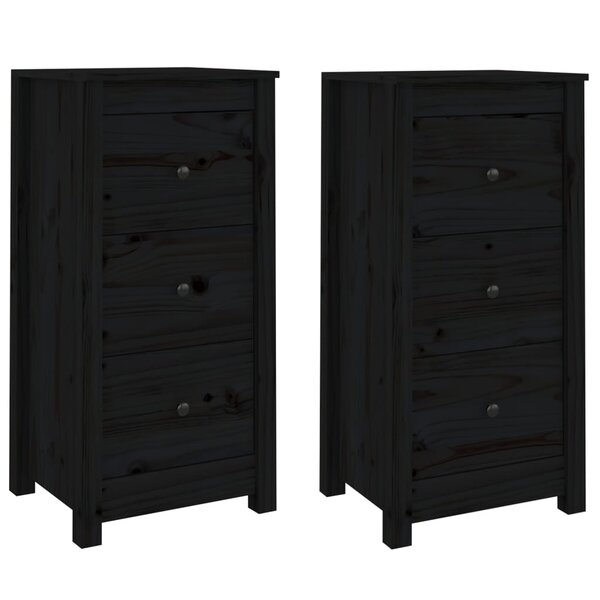 vidaXL Buffets 2 Pièces noir 40x35x80 cm bois massif de pin