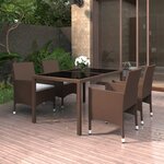 Vidaxl mobilier à dîner jardin 5pièces résine tressée verre trempé marron