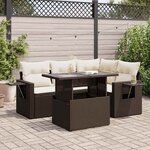 vidaXL Salon de jardin avec coussins 5 Pièces marron résine tressée