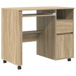 vidaXL Bureau avec roulettes avec tiroir Chêne sonoma 91 x 50 x 77 cm