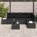 vidaXL Ensemble de canapé de jardin avec coussin 6 Pièces Noir