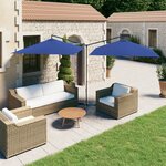 vidaXL Parasol de jardin double avec mât en acier bleu azuré 600x300cm