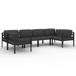 vidaXL Salon de jardin 6 Pièces avec coussins Aluminium Anthracite
