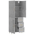 vidaXL Buffet haut Gris béton 69 5x34x180 cm Bois d'ingénierie