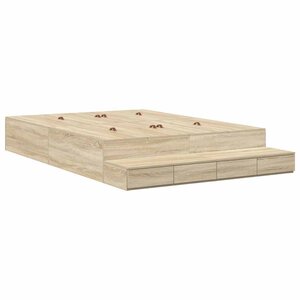 vidaXL Cadre de lit avec rangement avec tiroir Chêne Sonoma 140 cm
