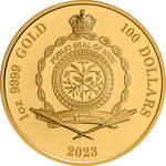 Monnaie en or 100 dollars g 31.1 (1 oz) millésime 2023 kingfisher azure kingfisher