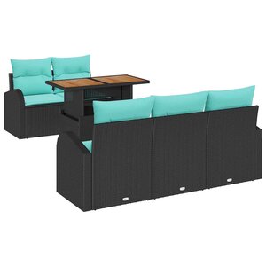 vidaXL Ensemble de canapé de jardin 6 Pièces Noir Poly rotin