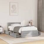 vidaXL Cadre de lit et tête de lit sans matelas sonoma gris 90x200 cm