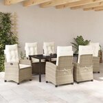 vidaXL Ensemble de salle à manger pour jardin 7 Pièces Beige polyrotin
