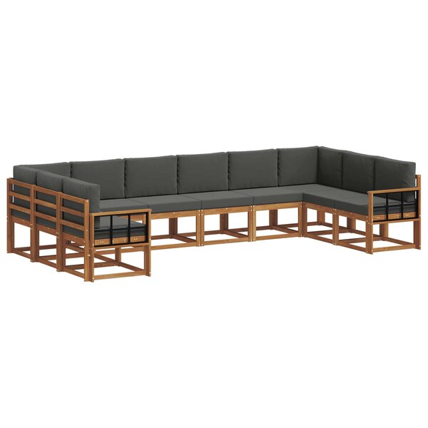 vidaXL Ensemble de canapés d'extérieur 10 Pièces Naturel et Anthracite