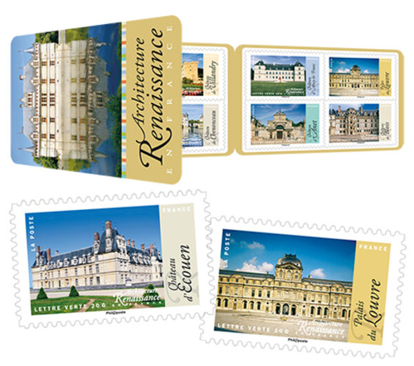 Carnet - Architecture de la Renaissance - 12 timbres autocollants
