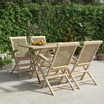 vidaXL Salon de jardin 5 Pièces gris bois de teck massif