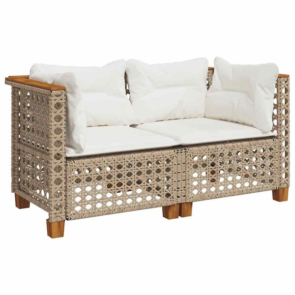 vidaXL Canapés d'angle de jardin et coussins 2Pièces beige résine tressée