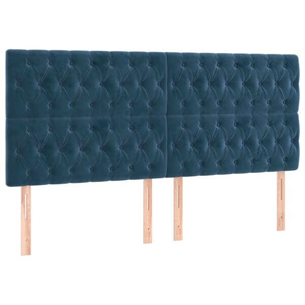 vidaXL Têtes de lit 4 Pièces Bleu foncé 90x7x78/88 cm Velours