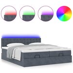 VidaXL Cadre de lit ottoman avec matelas gris foncé 180x200cm velours