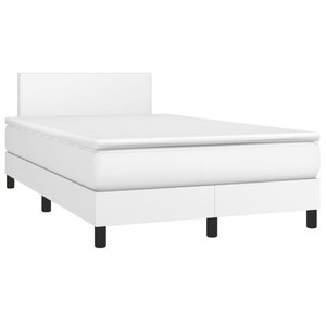 vidaXL Sommier à lattes de lit avec matelas blanc 120x190cm similicuir