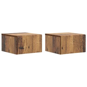 vidaXL Cabinet de chevet mural 2 Pièces Bois ancien 33 x 34 5 x 20 cm
