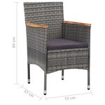 Vidaxl ensemble de salle à manger de jardin 3 pièces gris