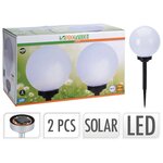 ProGarden Ensemble de lampes solaires à LED Ball 2 Pièces 20 cm Blanc