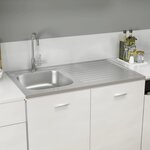 vidaXL Jeu d'évier de cuisine et égouttoir argenté 1000x600x155mm inox