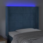 vidaXL Tête de lit à LED Bleu foncé 93x16x118/128 cm Velours