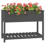 vidaXL Jardinière avec étagère Gris 111 5x54x81 cm Bois massif de pin