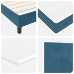 Lit box spring vidaXL avec matelas bleu foncé petite double velours