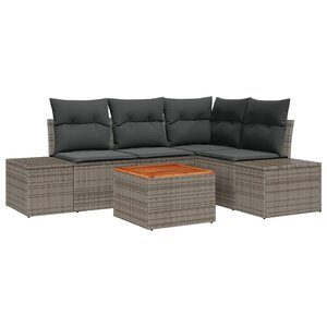 vidaXL Ensemble de canapé de jardin 5 Pièces Gris