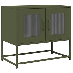 vidaXL Meuble TV vert olive 68x39x60 5 cm acier laminé à froid
