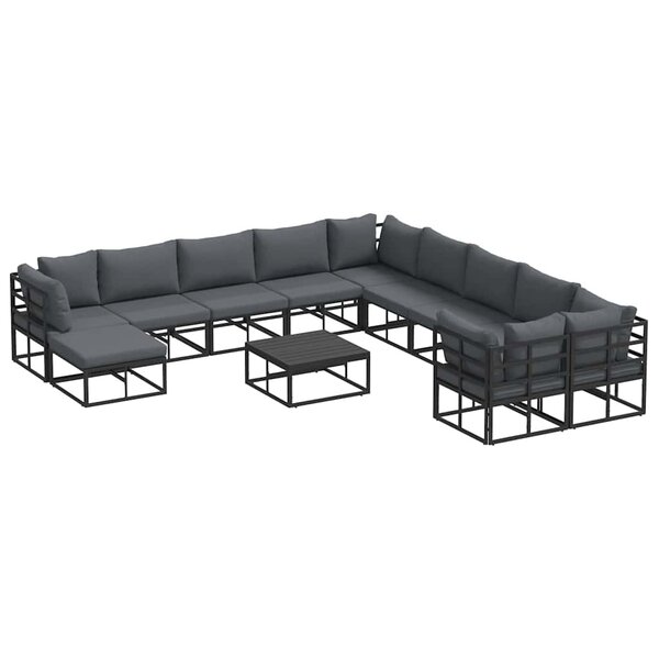 vidaXL Ensemble de canapé de jardin 12 Pièces Noir Métal