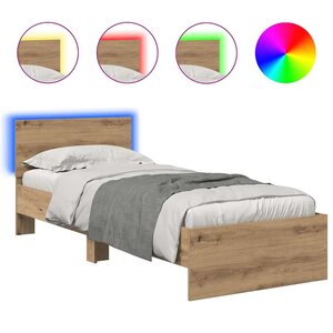 vidaXL Cadre de lit Chêne artisanal 75 x 190 cm Bois d'ingénierie