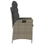 vidaXL Chaise inclinable de jardin avec coussins gris résine tressée
