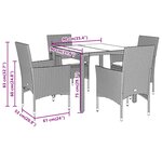 vidaXL Ensemble à manger de jardin et coussins 5 Pièces blanc rotin verre