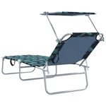 vidaXL Chaises longues pliantes 2 pièces avec auvent motif feuilles en tissu Oxford 600D