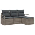 vidaXL Ensemble de canapé de jardin 4 Pièces Gris Poly rotin