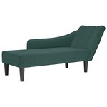 vidaXL Fauteuil long avec accoudoir droit vert foncé velours