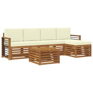 vidaXL Ensemble de canapés d'extérieur 6 Pièces Naturel et Crème