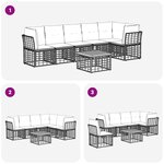 vidaXL Ensemble de canapé de jardin 7 pc Blanc Naturel et Crème